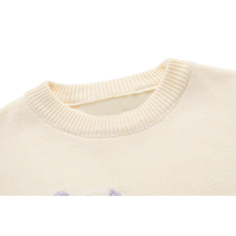 Flower Pattern Embroidered Pullover