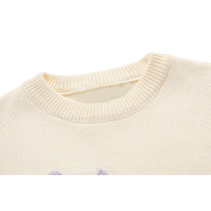 Flower Pattern Embroidered Pullover