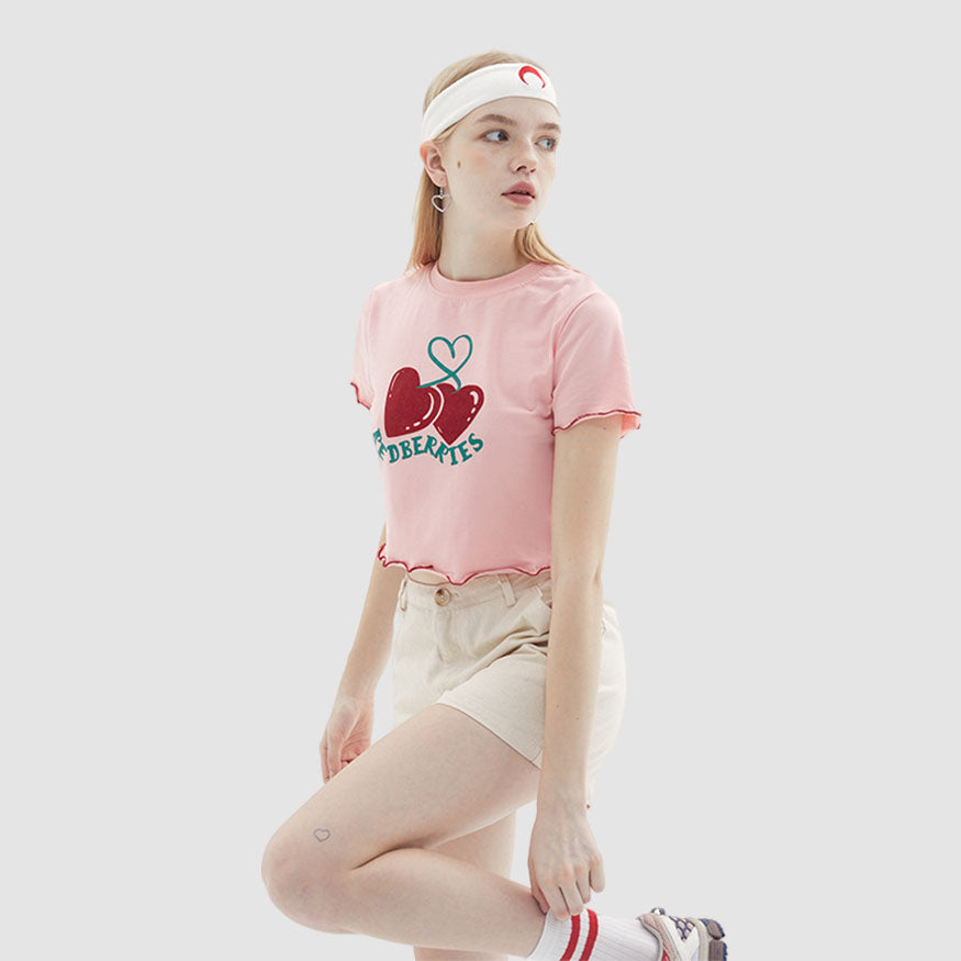 Heart & Letter Print Crop Top