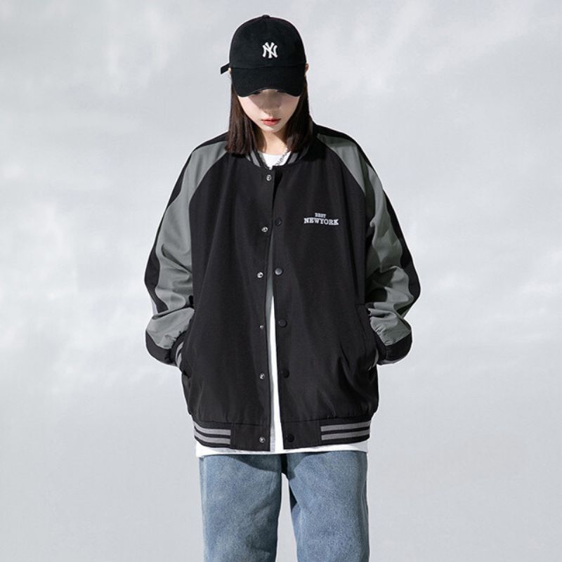 Casual Color-Block Baseball Jacket