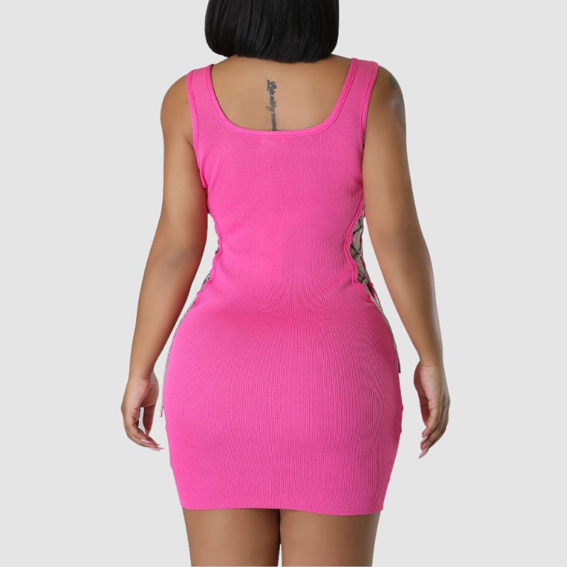 Tank Top Cut Out Drawstring Dress