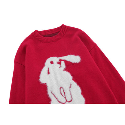 Rabbit Pattern Embroidered Pullover