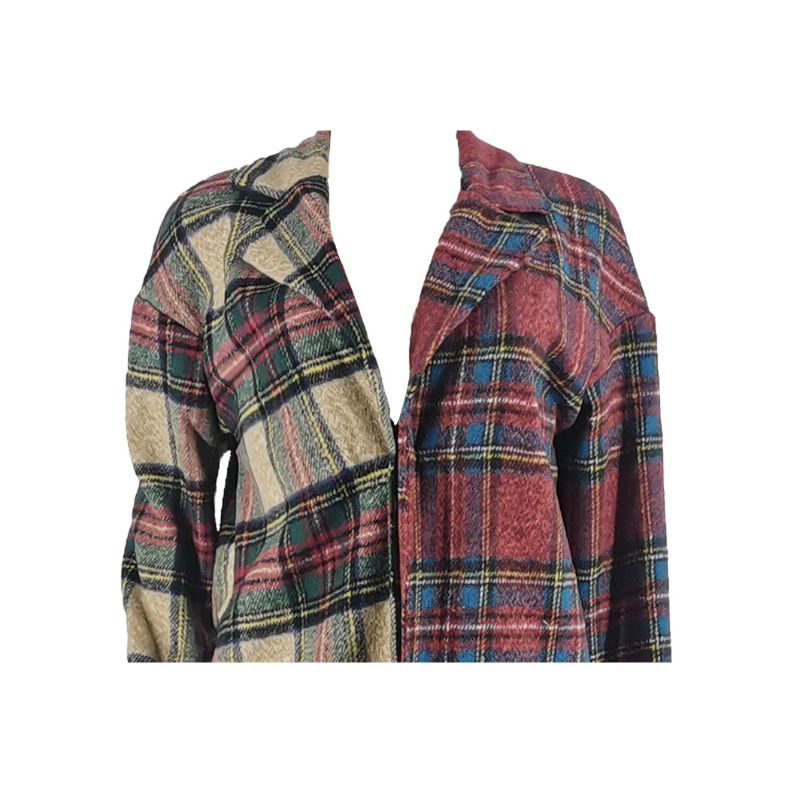 Plaid Patchwork Woolen Coat