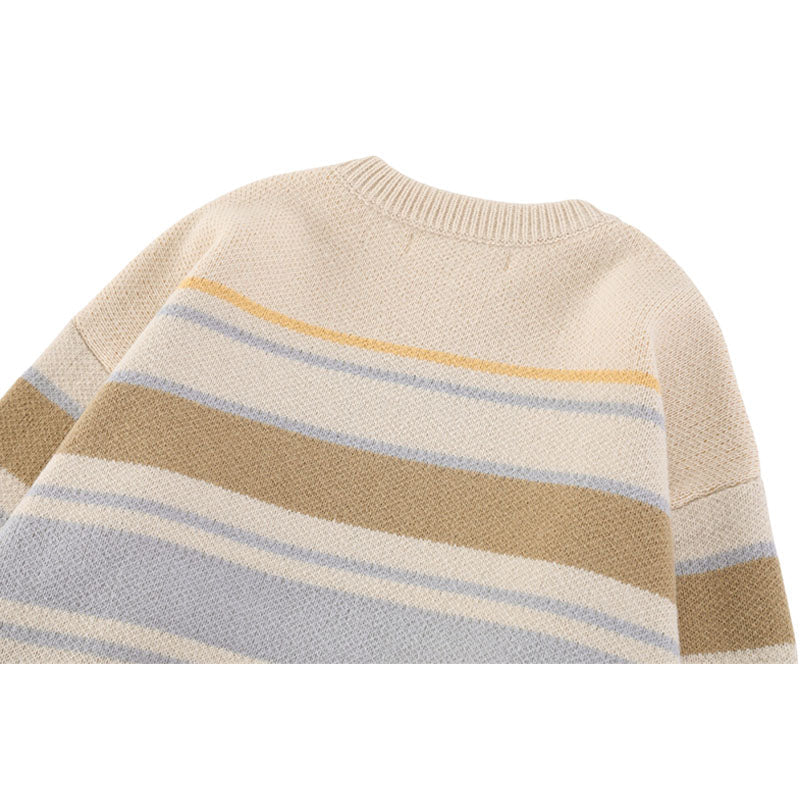 Color-blocked Stripe Knit Pullover