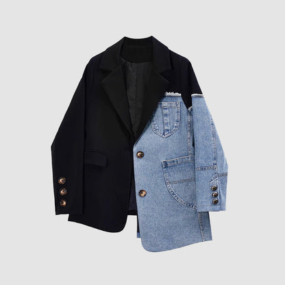 Denim Irregular Stitch Blazer