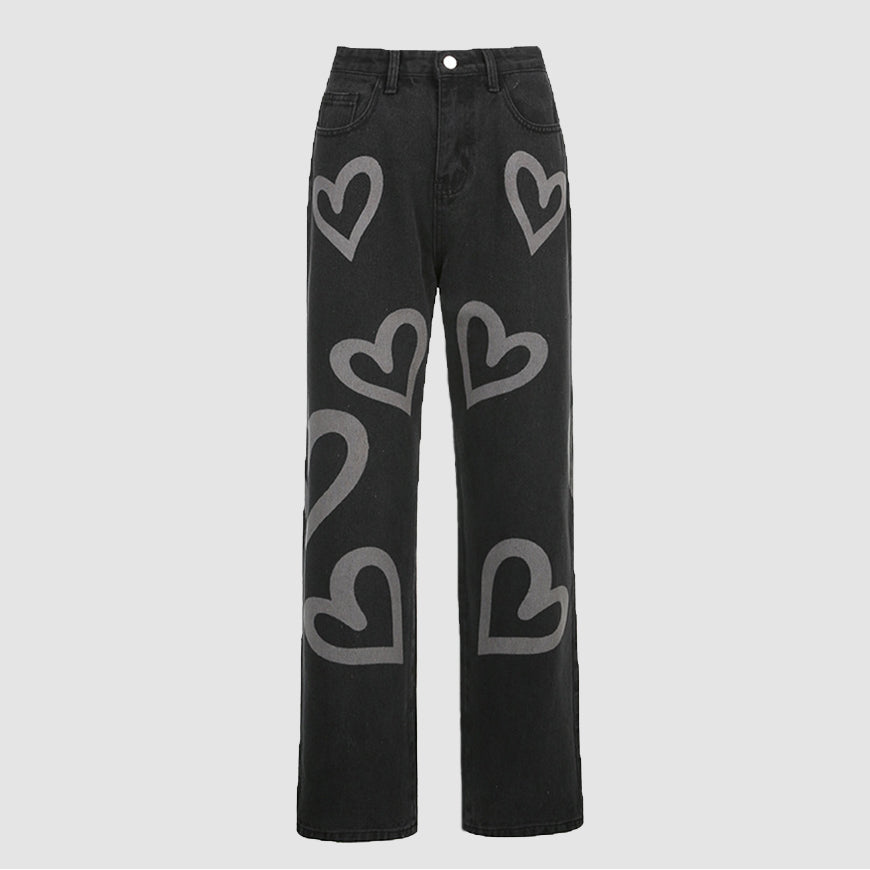 Heart-Shaped Graffiti Jeans