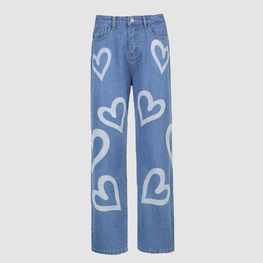 Heart-Shaped Graffiti Jeans