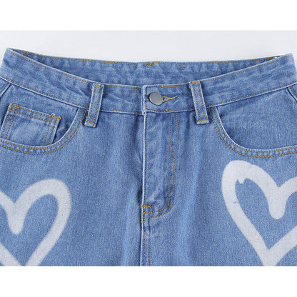 Heart-Shaped Graffiti Jeans