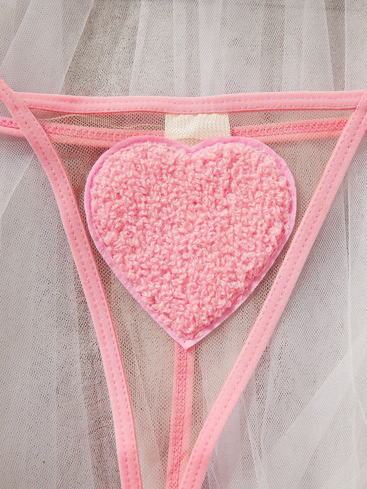 Heart Mesh Lingerie Set