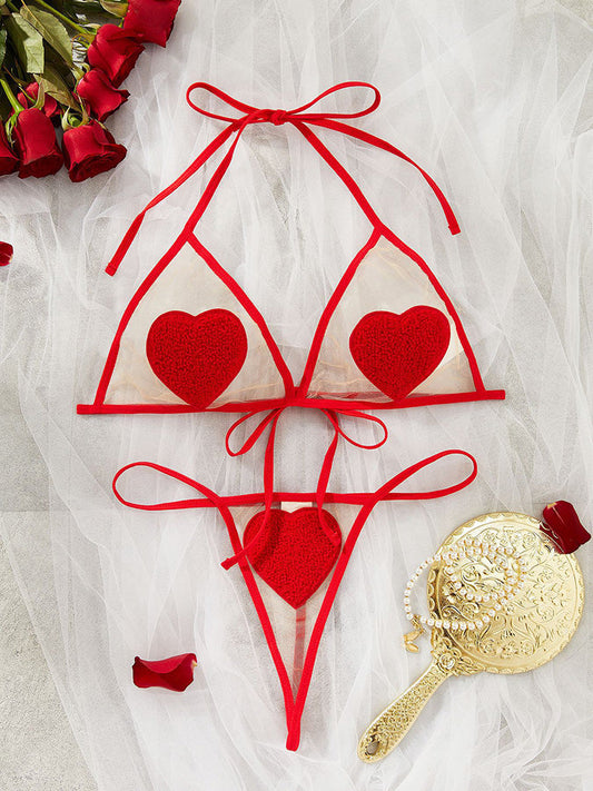 Heart Mesh Lingerie Set