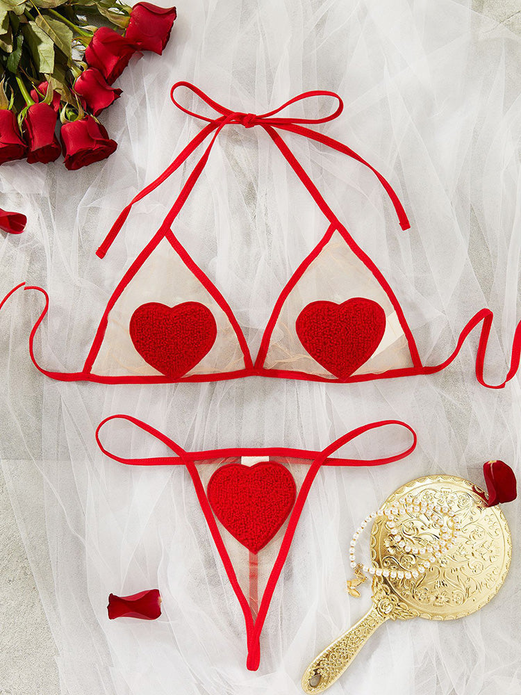 Heart Mesh Lingerie Set
