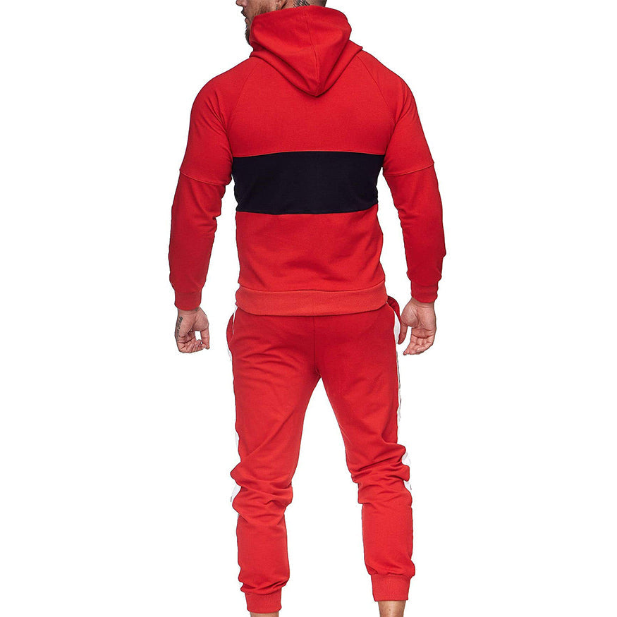 Men Fall Color Block 2 Pieces Sweatsuits