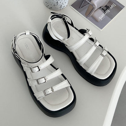 Buckle Multi-Strap Platform Sandals