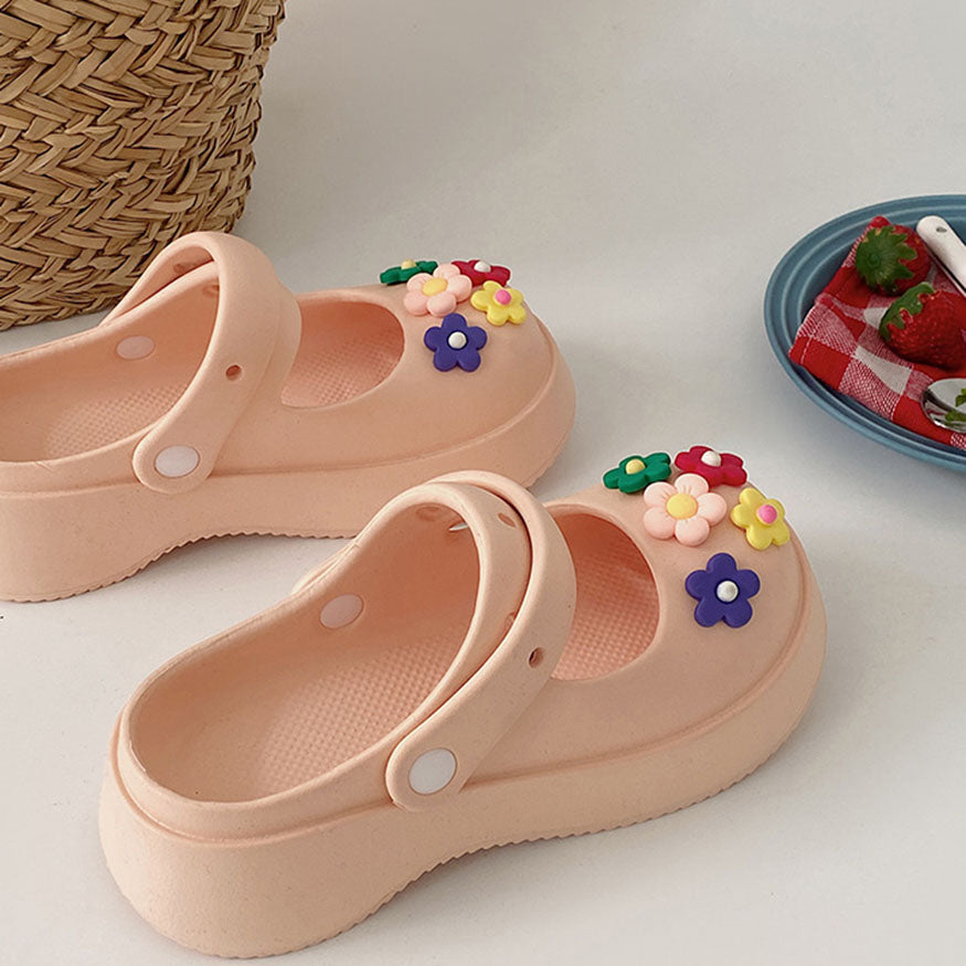 Colorful Flower Decor Beach Shoes