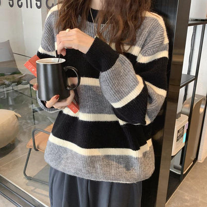 Vintage Striped Contrast Sweater