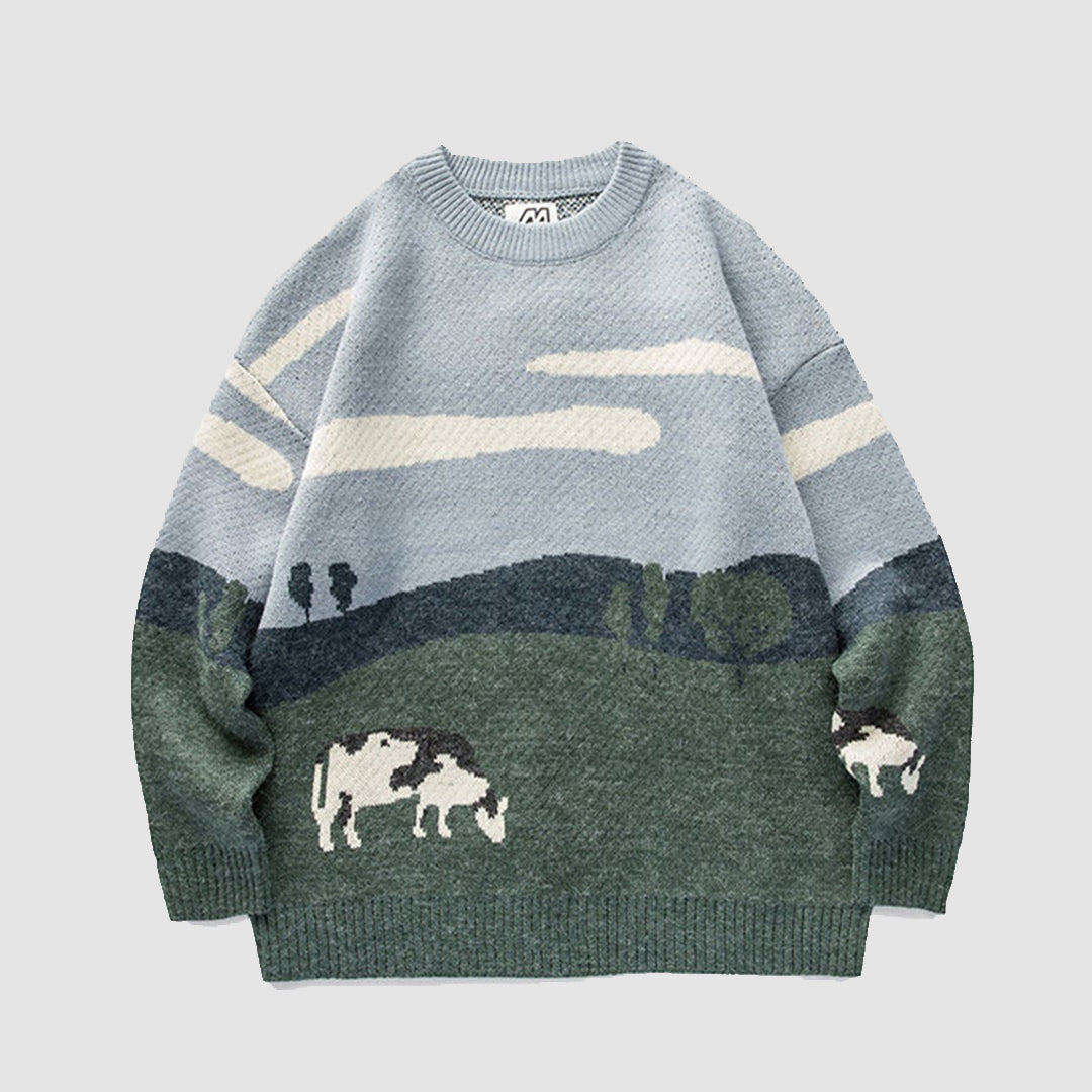 Cow Knitted Sweater