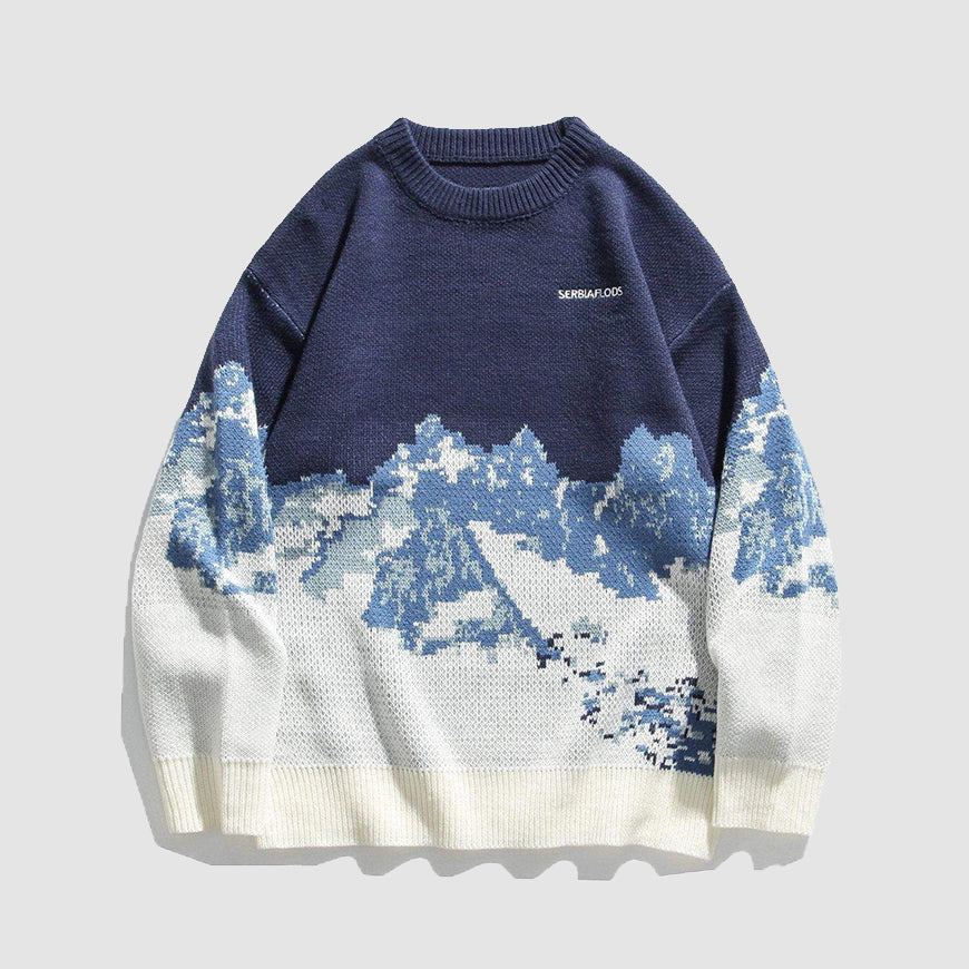 Snow Mountain Print Sweater