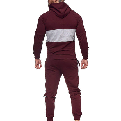 Men Fall Color Block 2 Pieces Sweatsuits