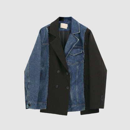 Denim Splicing Blazer