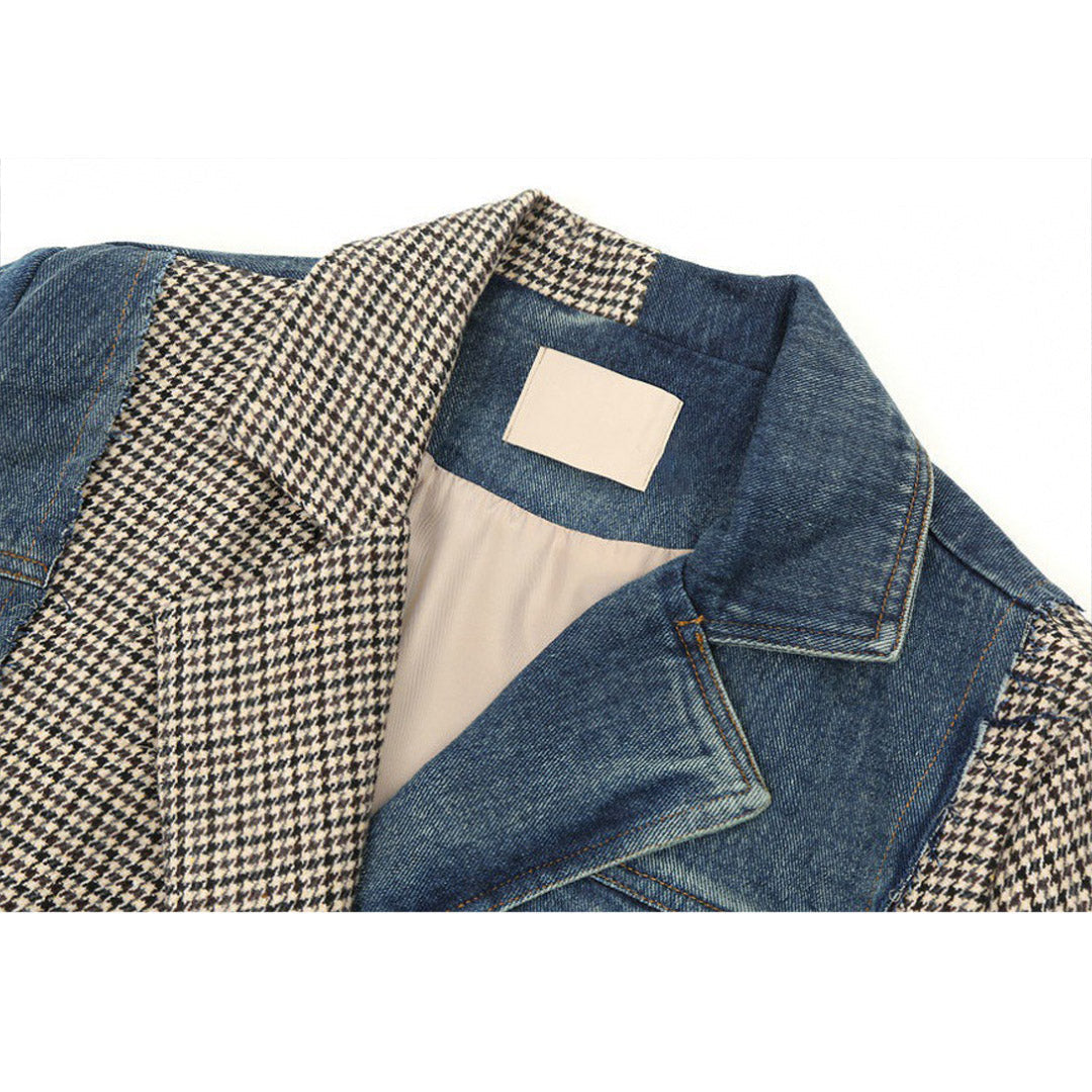 Denim Splicing Blazer