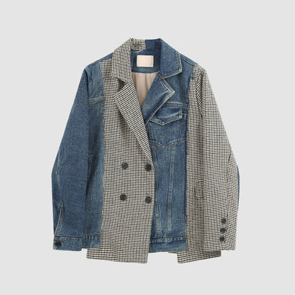 Denim Splicing Blazer