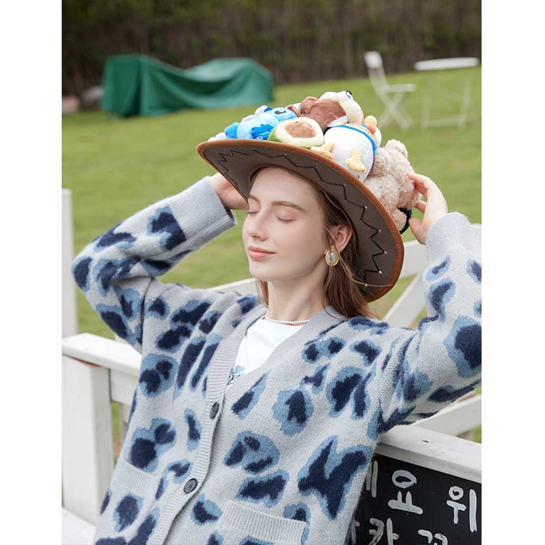 Blue Leopard Cardigan Sweater