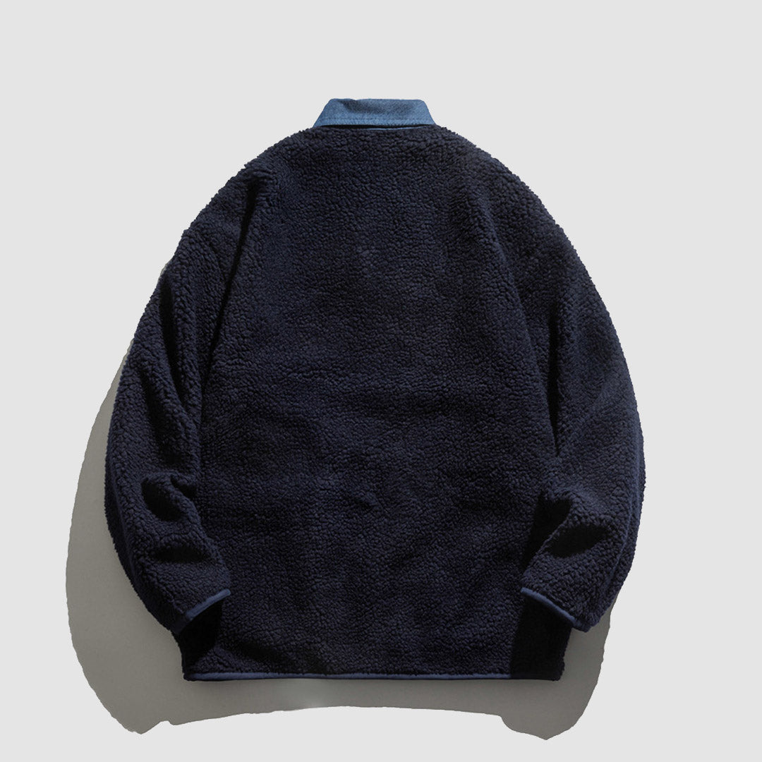 Denim Lamb Wool Splicing Coat