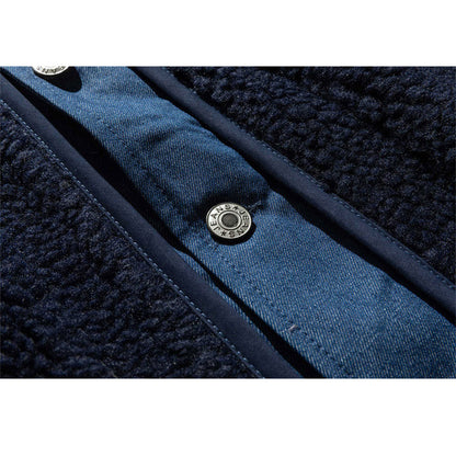 Denim Lamb Wool Splicing Coat