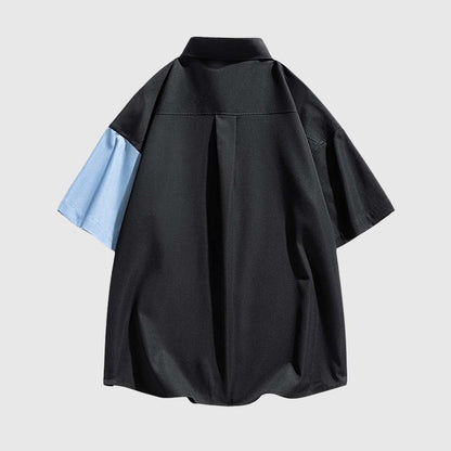 Color Block Ice Silk Shirt