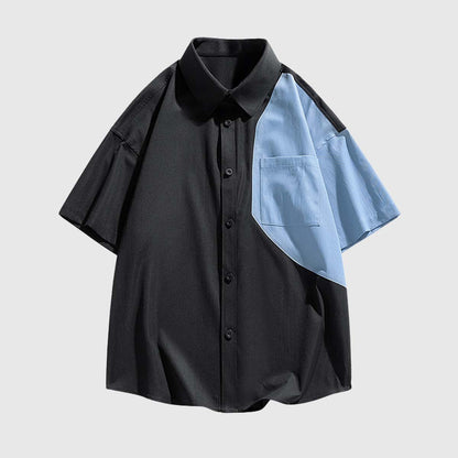 Color Block Ice Silk Shirt