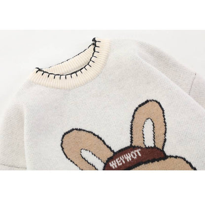 Cute Rabbit Pattern Trim Sweater