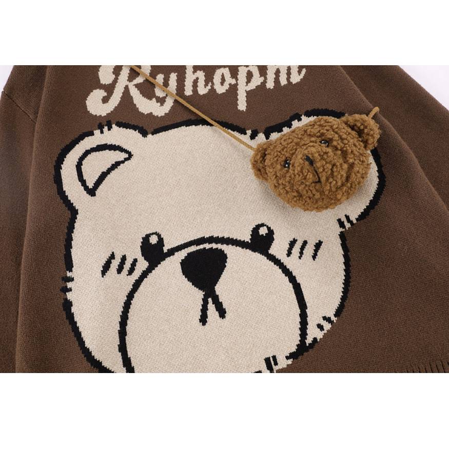 Cute Bear Print Sweater + Bear Mini Bag