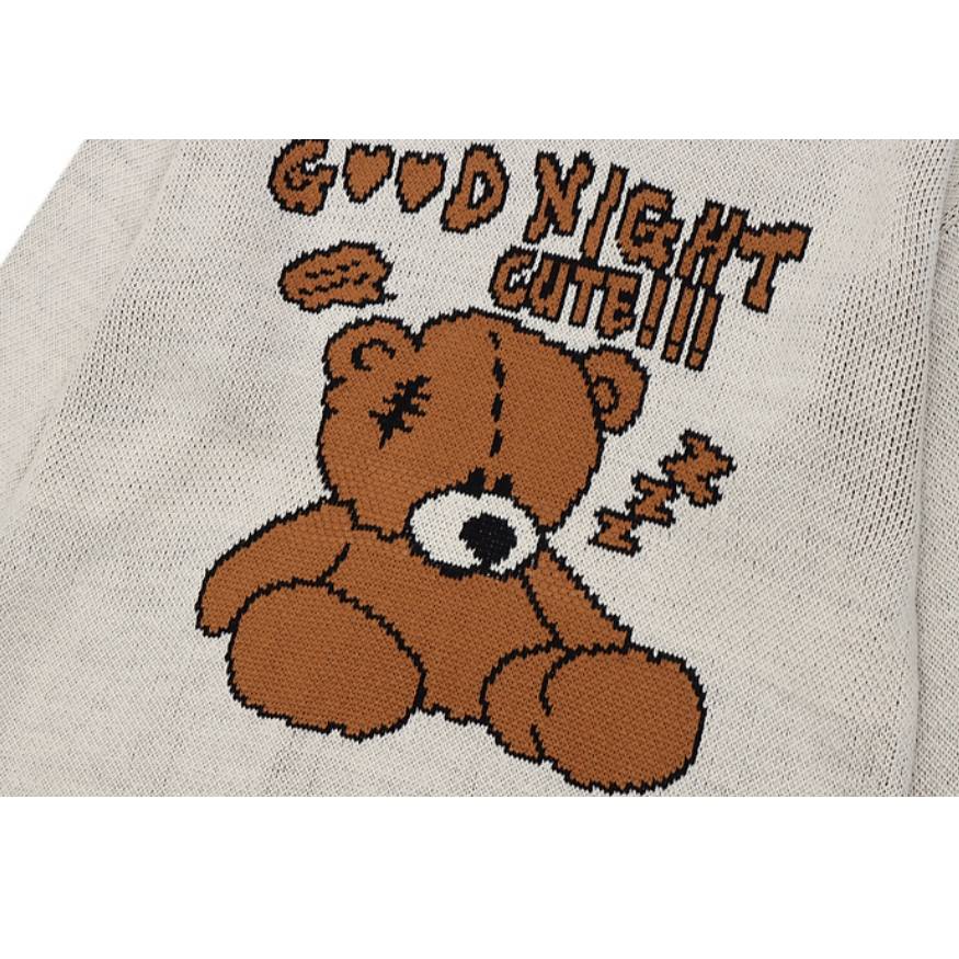 GOOD NIGHT Bear Pattern Sweater