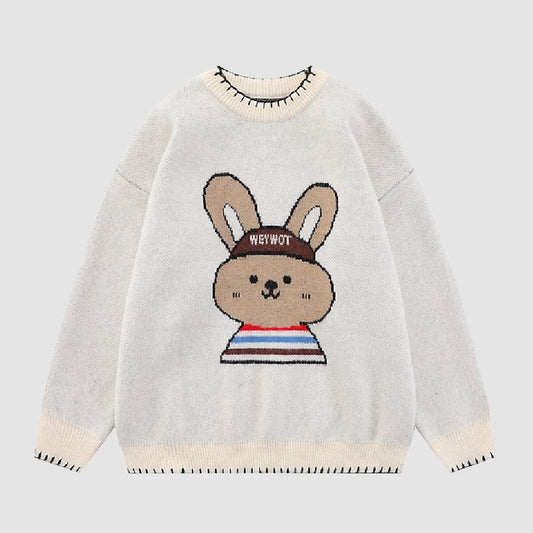 Cute Rabbit Pattern Trim Sweater