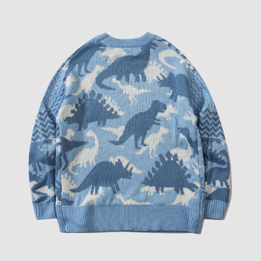 Dinosaur Pattern Stitching Sweater