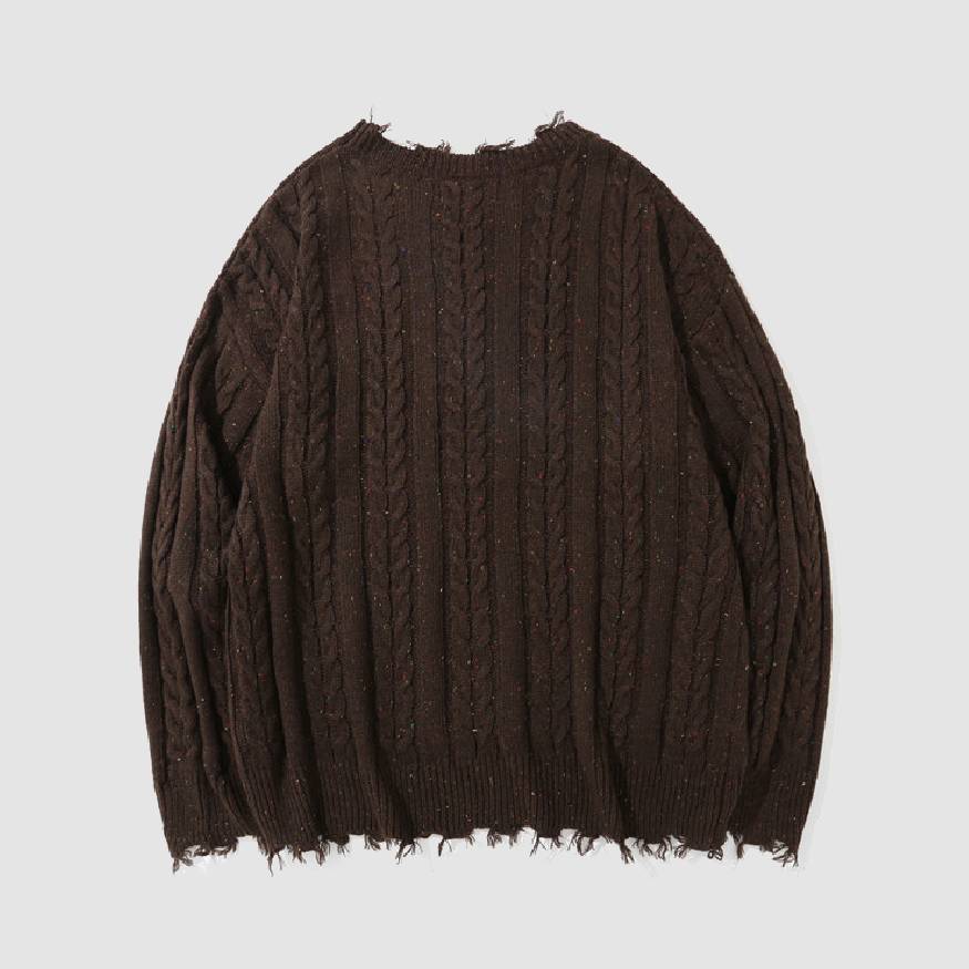 Cozy Raw Hem Cable-Knit Sweater