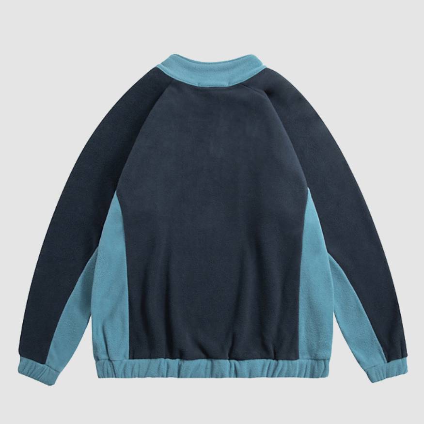 Color Stitching Half Zip Up Sweatshirt