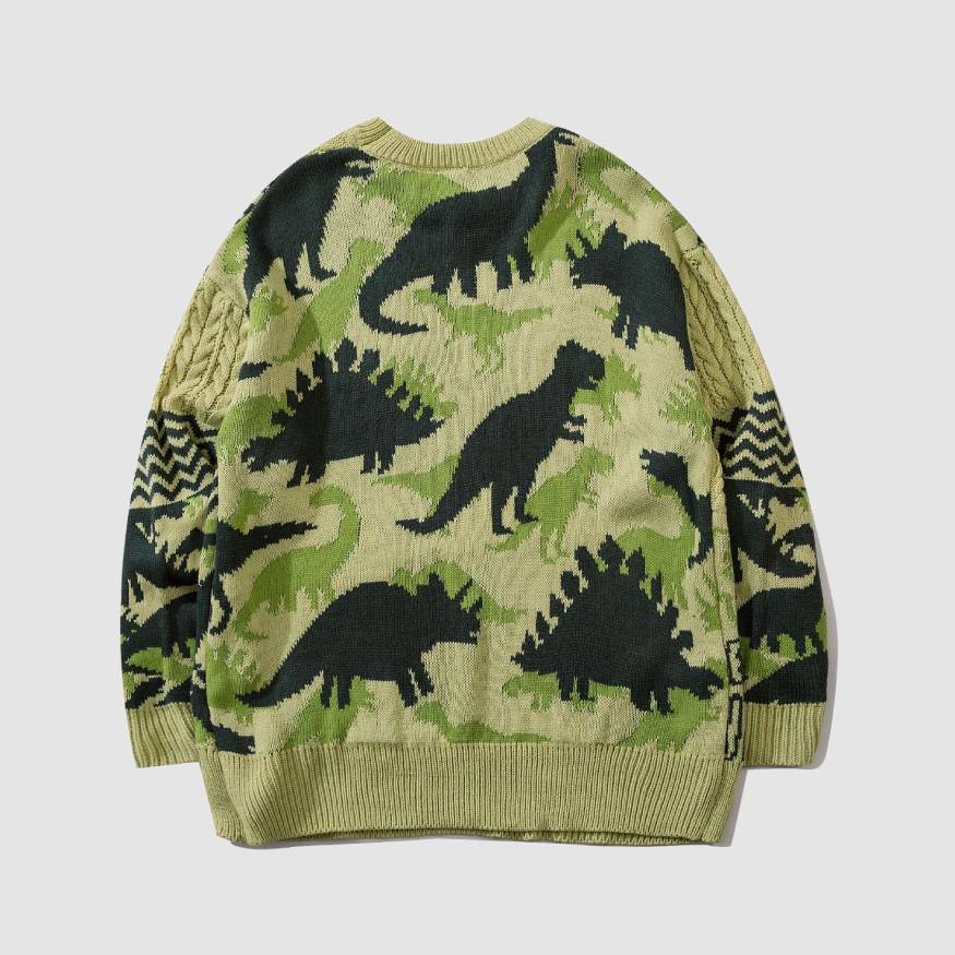 Dinosaur Pattern Stitching Sweater