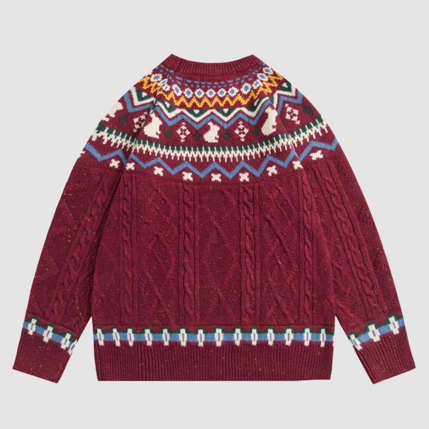 Ethnic Style Rabbit Pattern Sweater