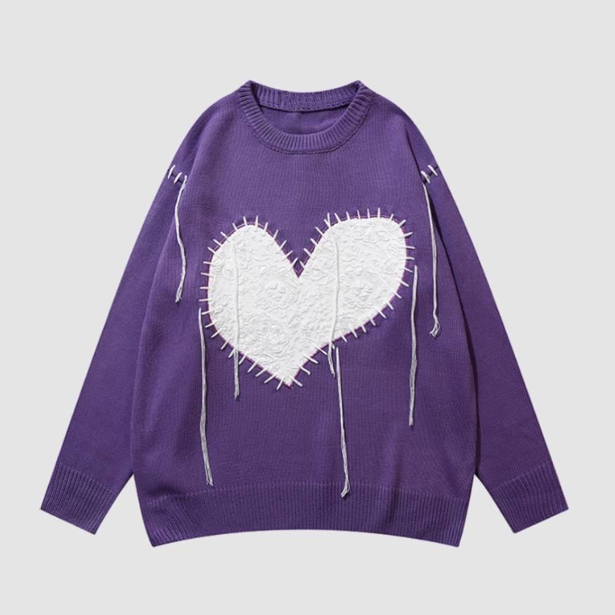 Tassel Heart Pattern Sweater