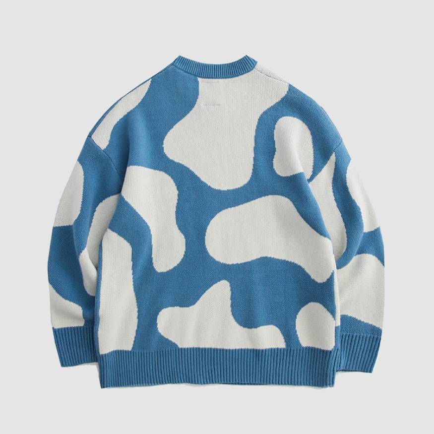 Cow Pattern Color Block Sweater