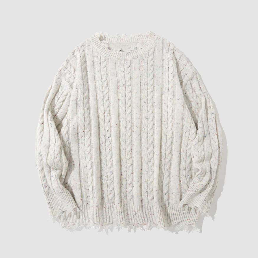 Cozy Raw Hem Cable-Knit Sweater