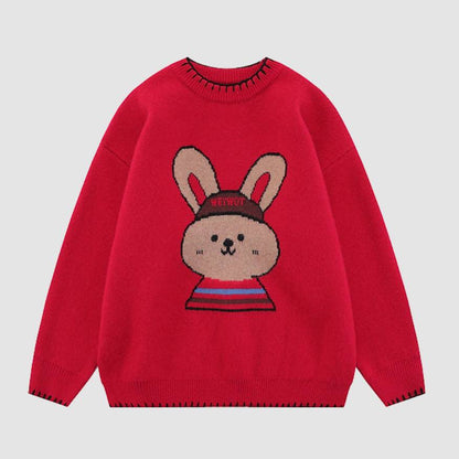 Cute Rabbit Pattern Trim Sweater