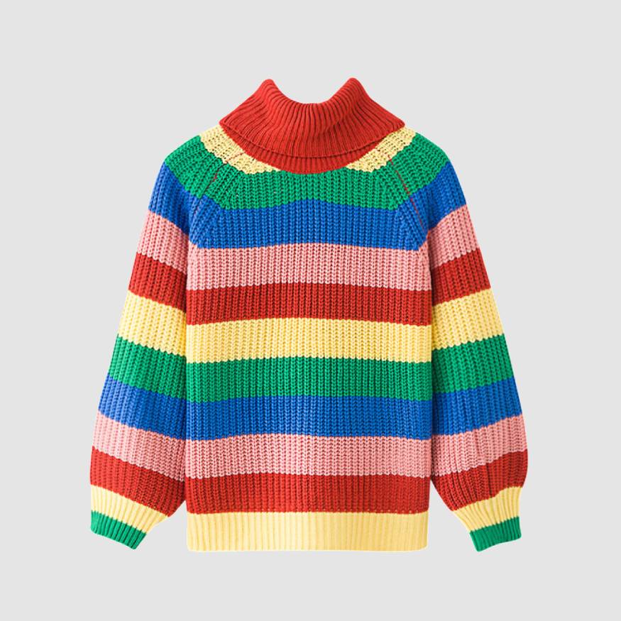 Colorful Striped Turtleneck Sweater