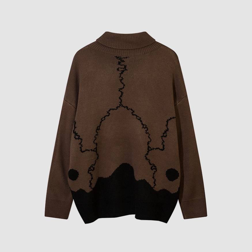 Horrible Skull Print Turtleneck Knit Sweater