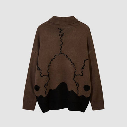 Horrible Skull Print Turtleneck Knit Sweater