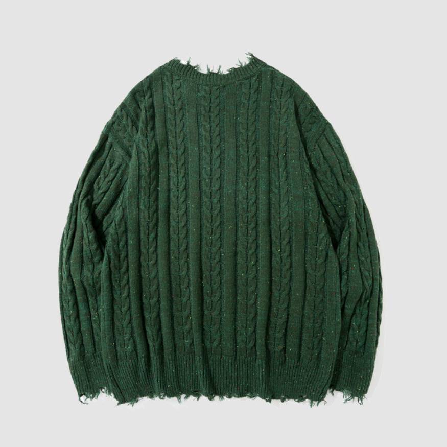 Cozy Raw Hem Cable-Knit Sweater