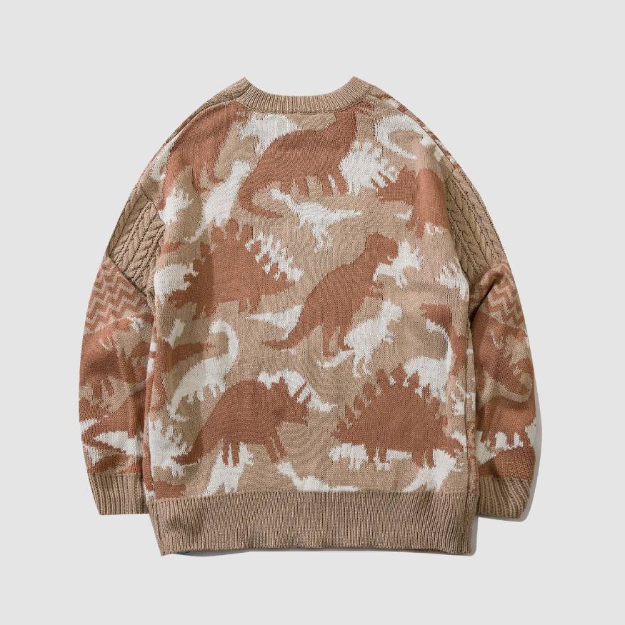 Dinosaur Pattern Stitching Sweater