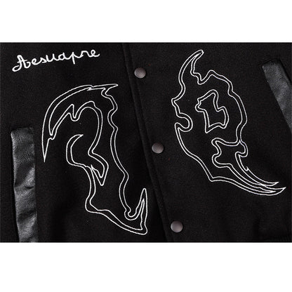 Symbol Embroidery PU Leather Stitching Baseball Jacket