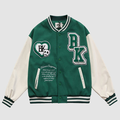 Color matching Armband Baseball Jacket